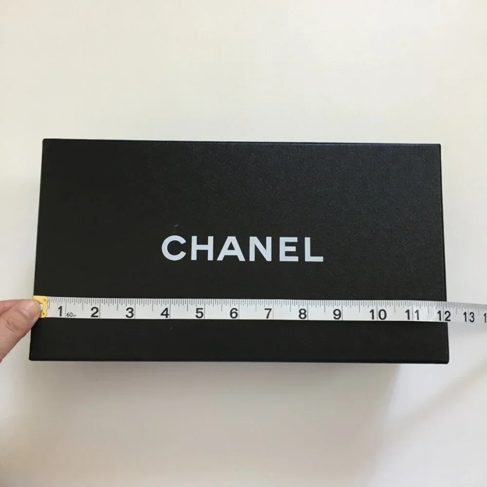CHANEL Empty Gift Box for Shoes Loafer fits Size 37.5 Black Paper Box with Card